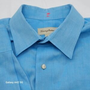 Tommy Bahama Men's Blue‎ Herringbone Long Sleeve Button Down Shirt LARGE